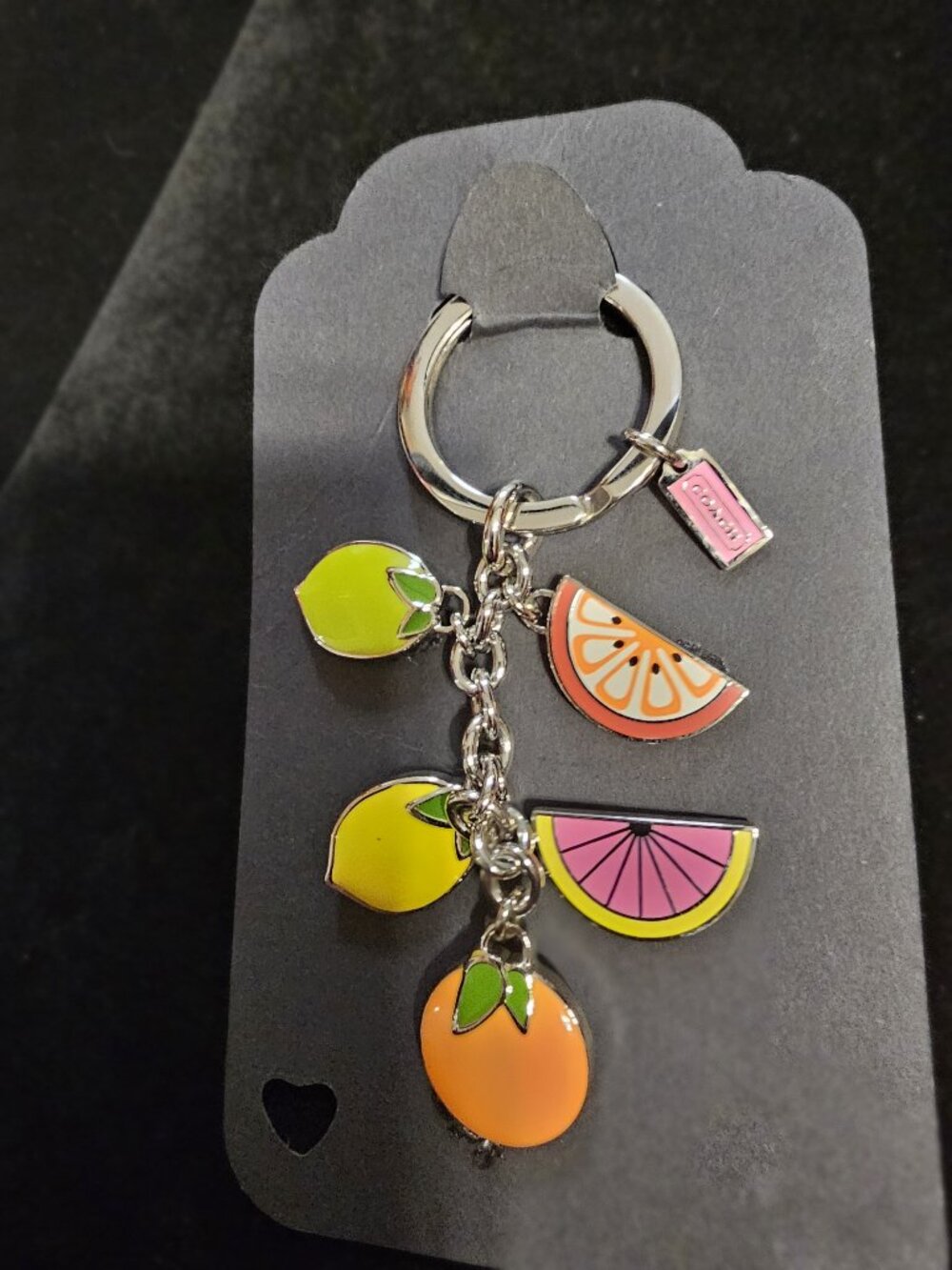 COACH Citrus Fruit Multi-Charm Key Fob, Lemon Lime Orange Grapefruit, Bag Charm